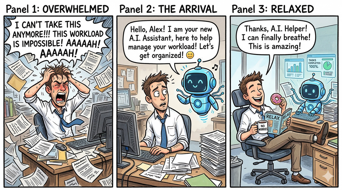 Busy worker comic